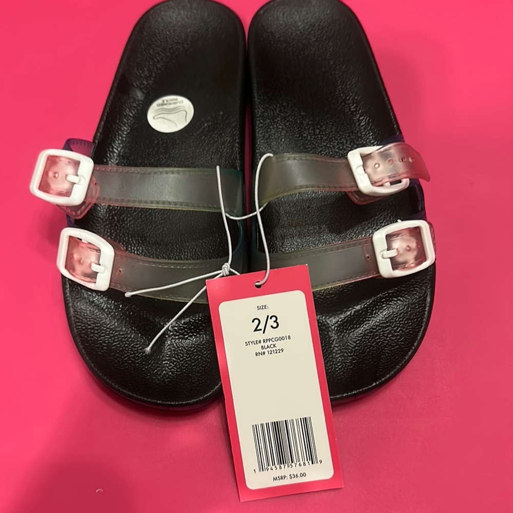 RAMPAGE GIRLS BUCKLE SANDAL: BLACK: NWT: SZ 2/3